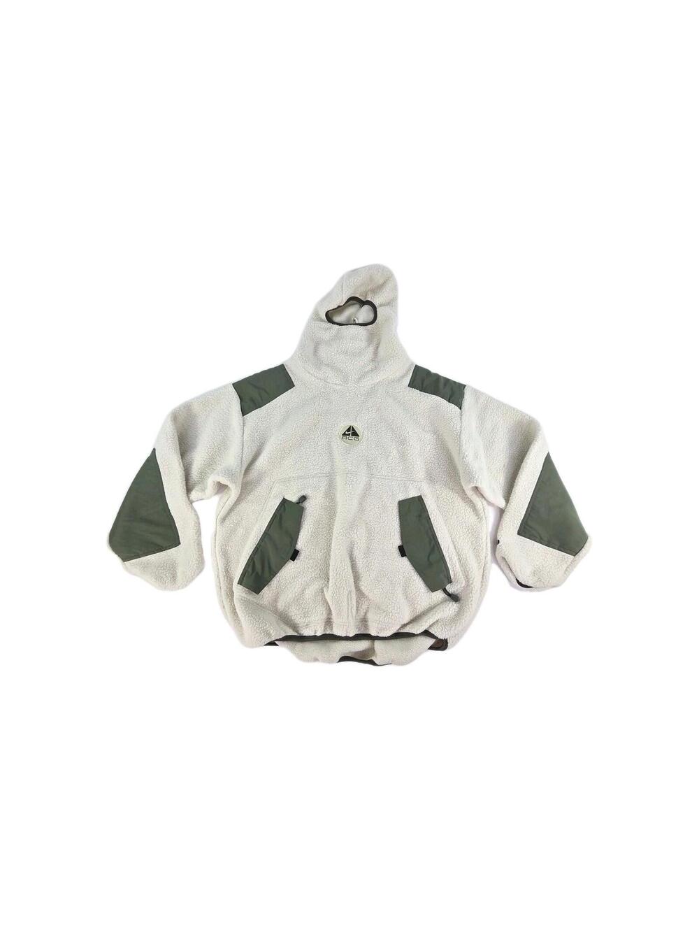 Nike ACG Ninja Fleece Balaclava Hoodie Size XL White Green Vintage Sherpa Jacket